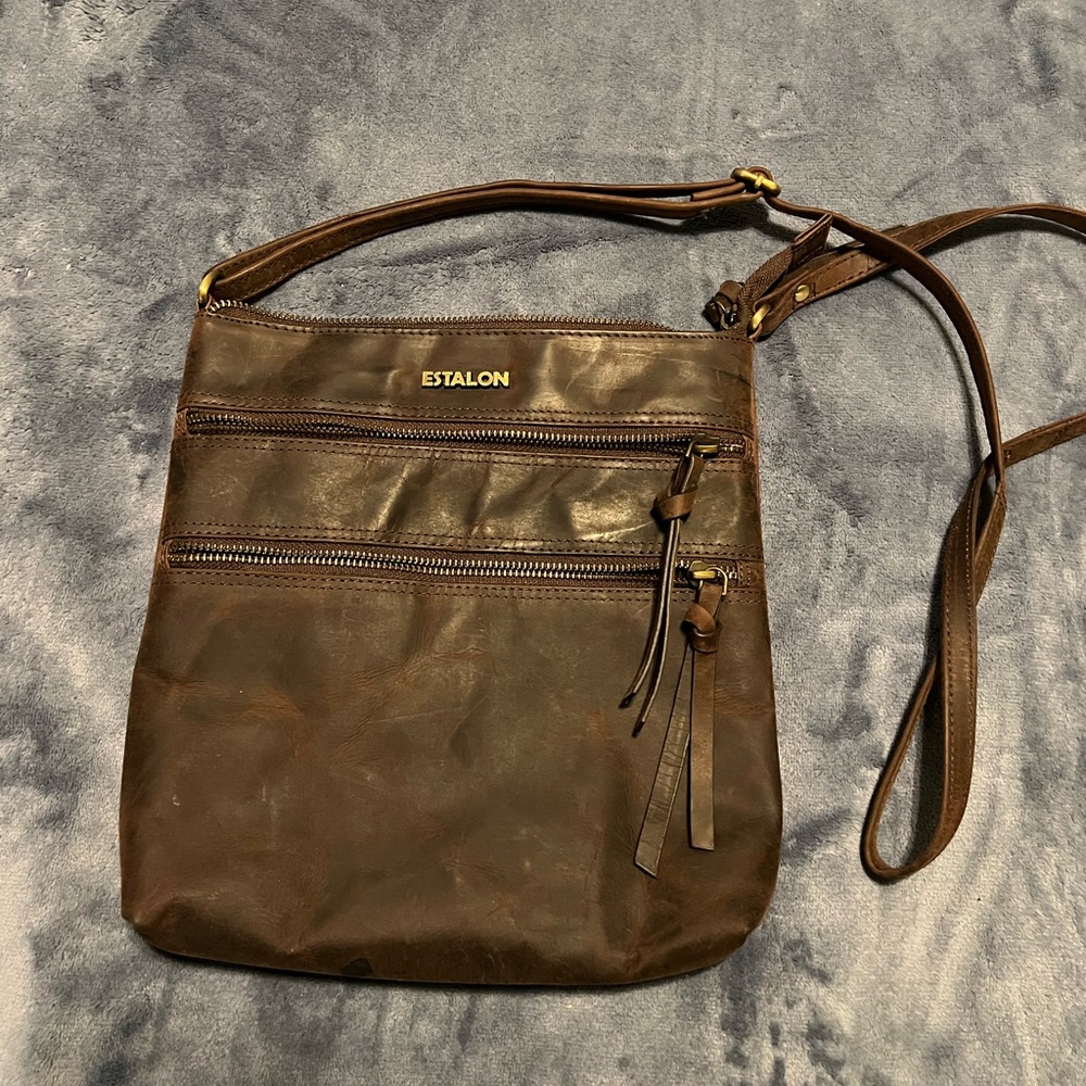 Estalon Brown Leather Crossbody Bag